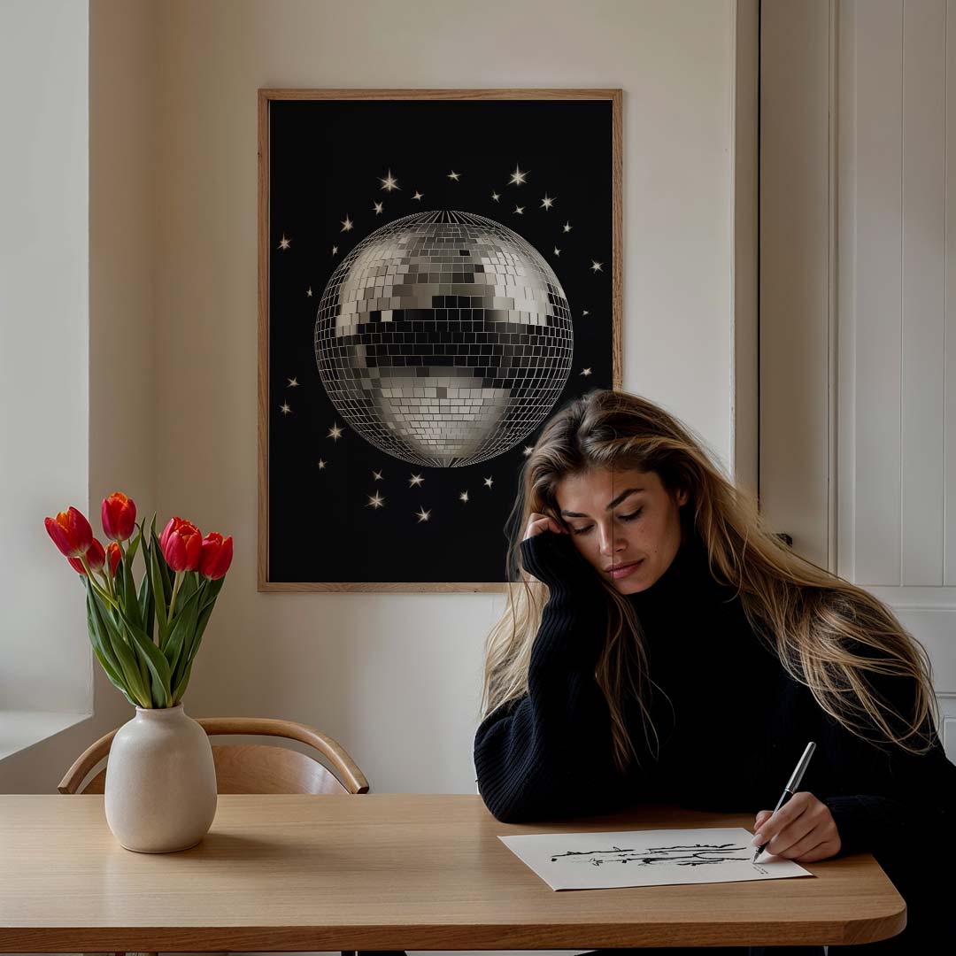 Glinsterende Disco Bal Poster-WallArtistic