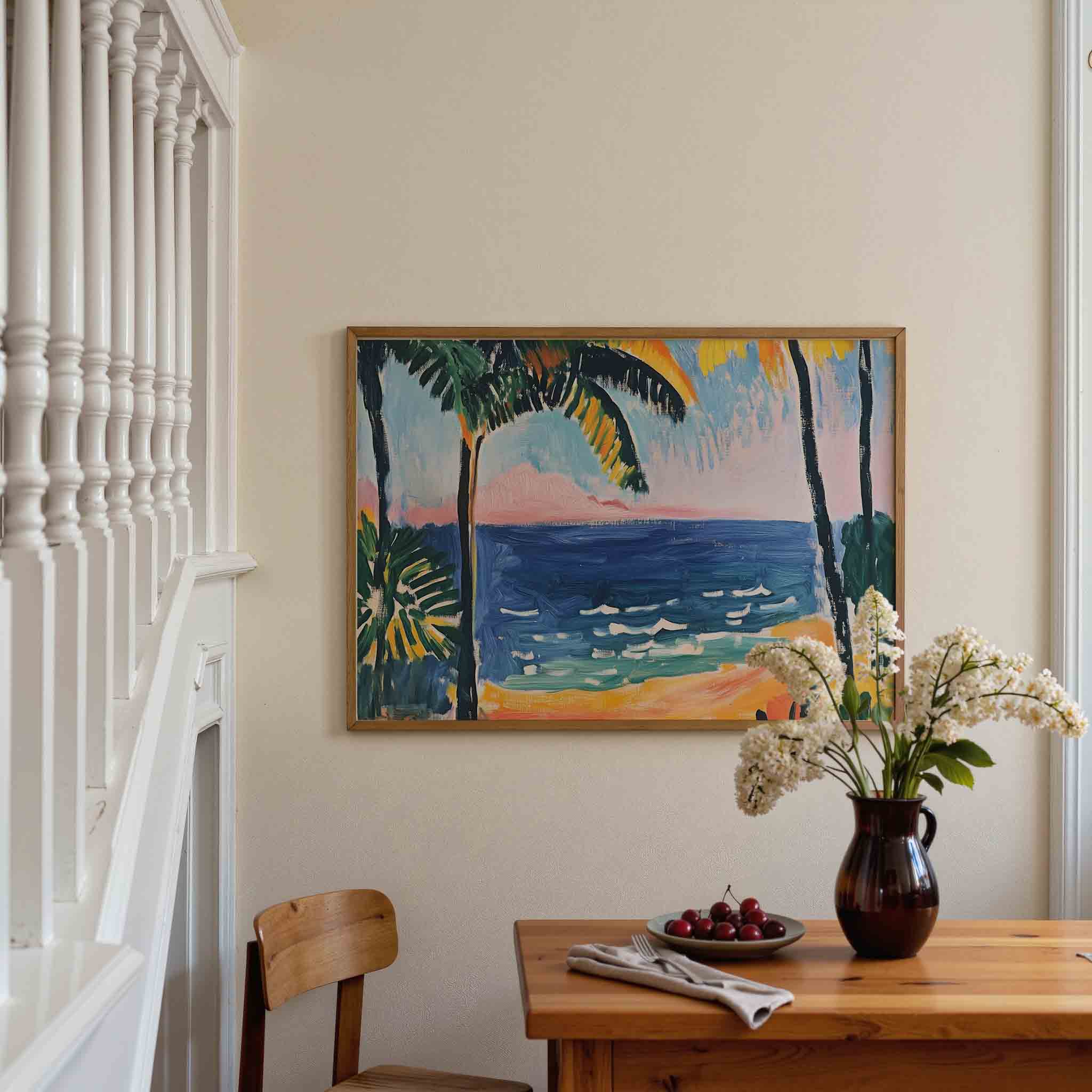 Palmbomen en zee Poster