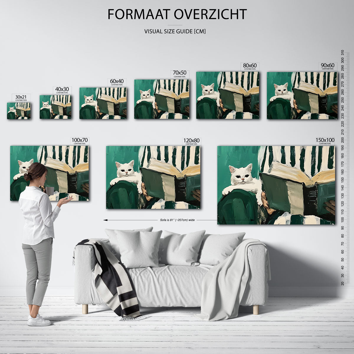 Witte kat en boek Poster