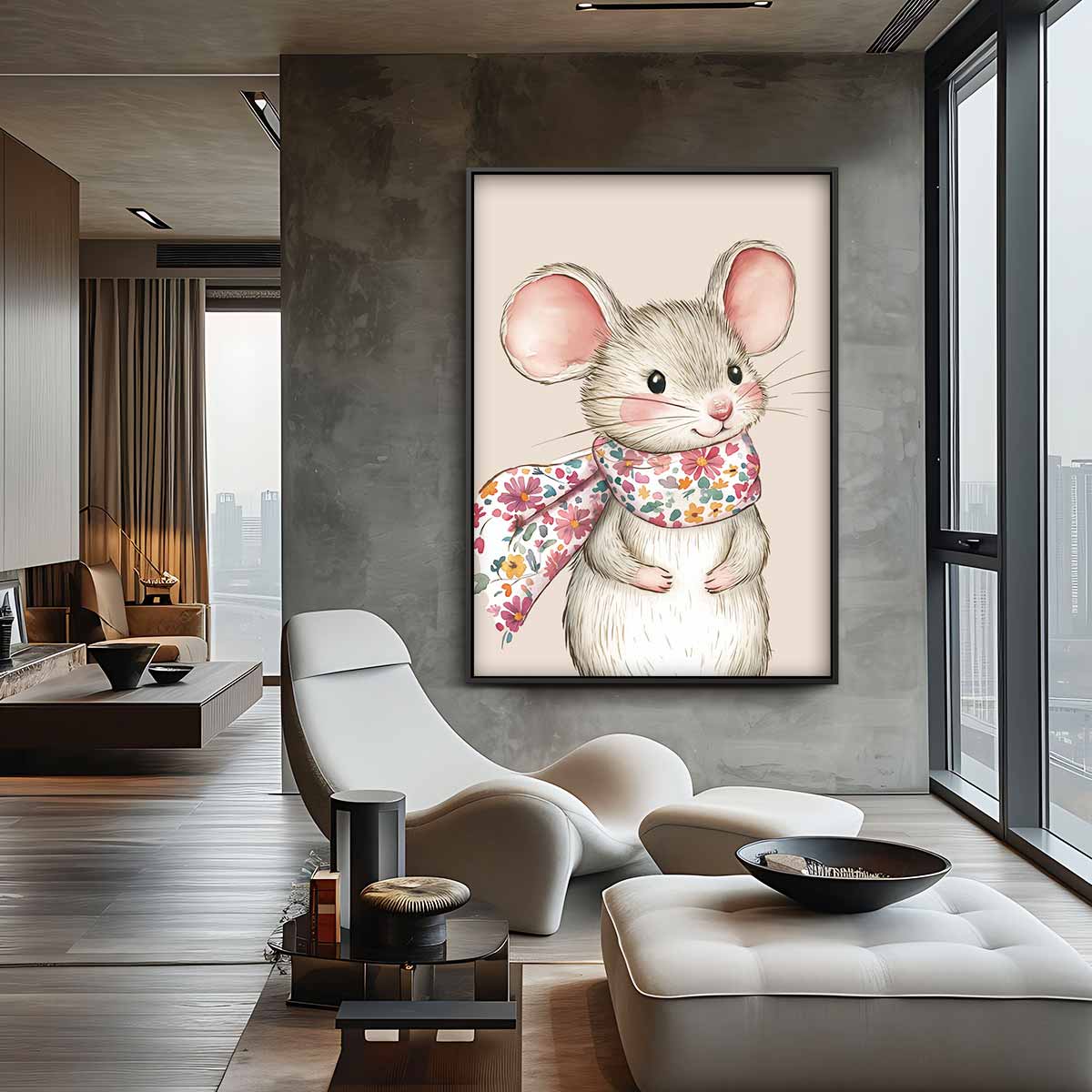 Schattige Muismomenten Kunstwerk-canvas-dibond-plexiglas-wanddecoratie-WallArtistic