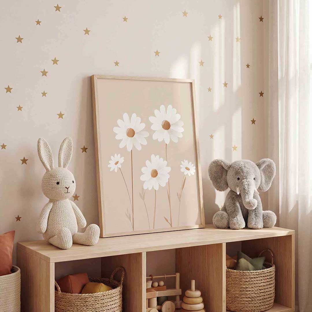 Witte bloemen Poster