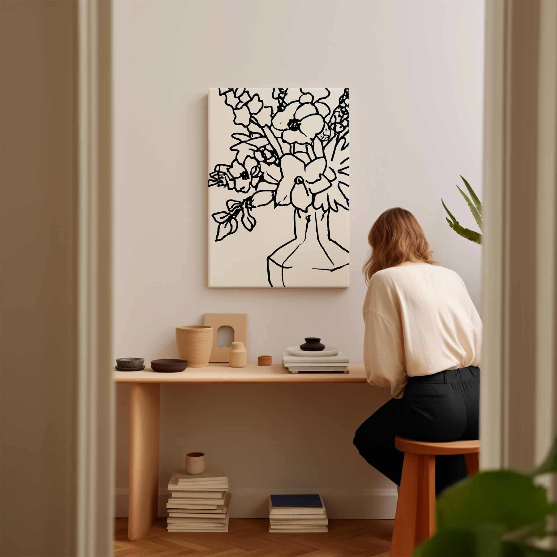 Bloemen in Lijn Kunstwerk-canvas-dibond-plexiglas-wanddecoratie-WallArtistic