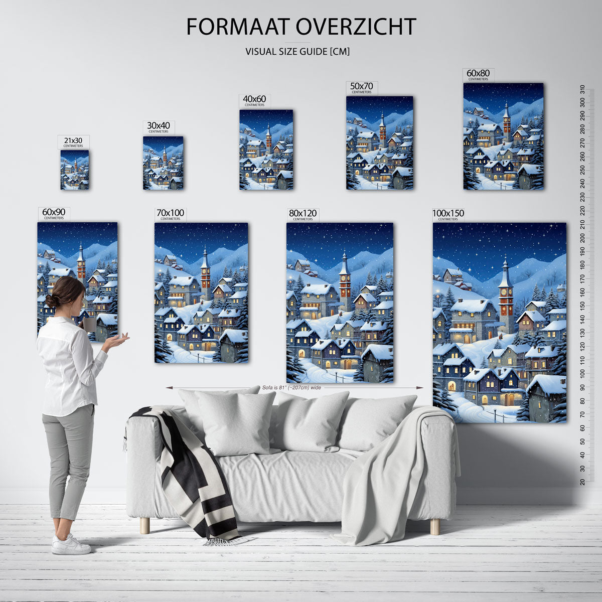 Sneeuwlandschap met huizen Poster