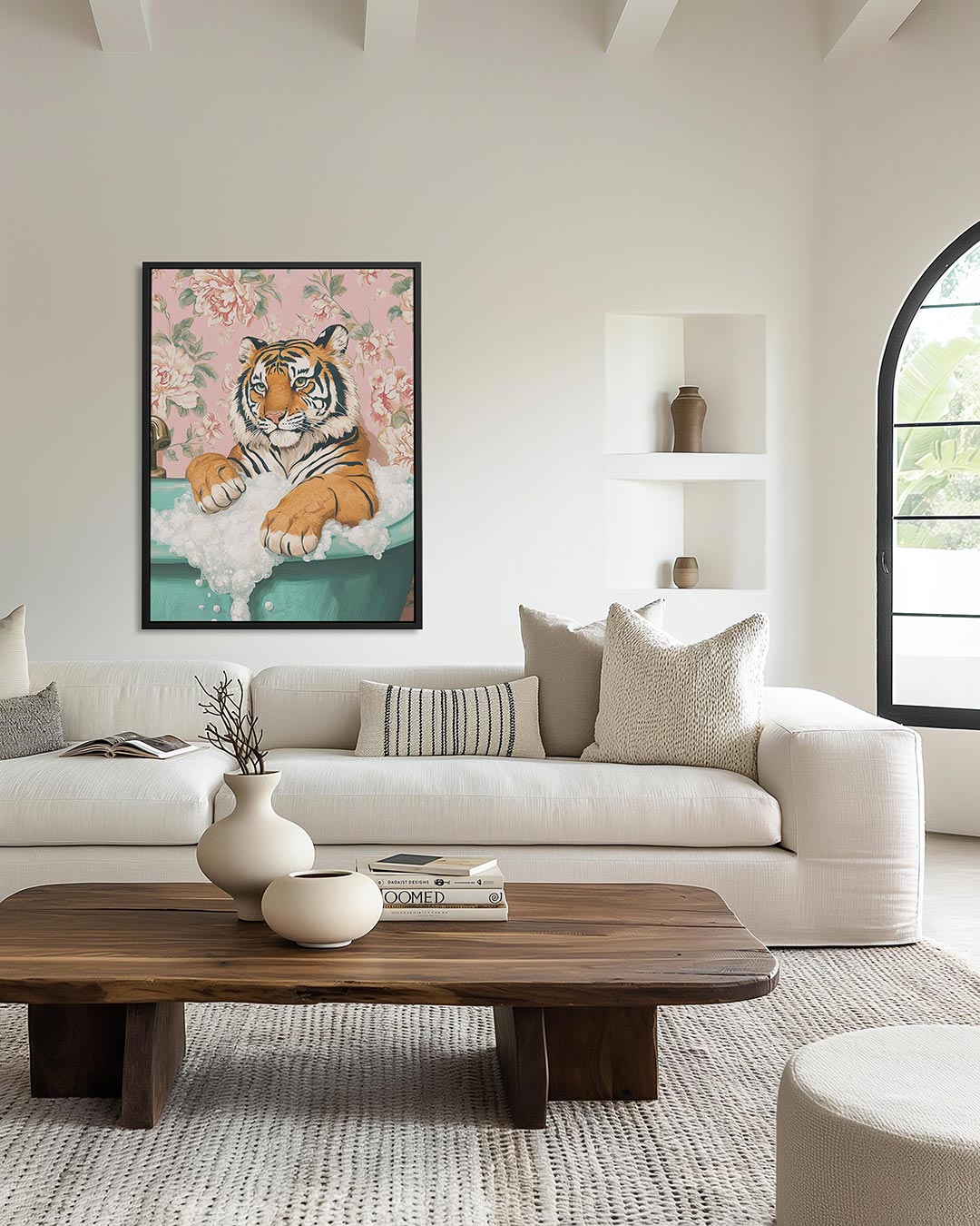 Tijger in bad Kunstwerk