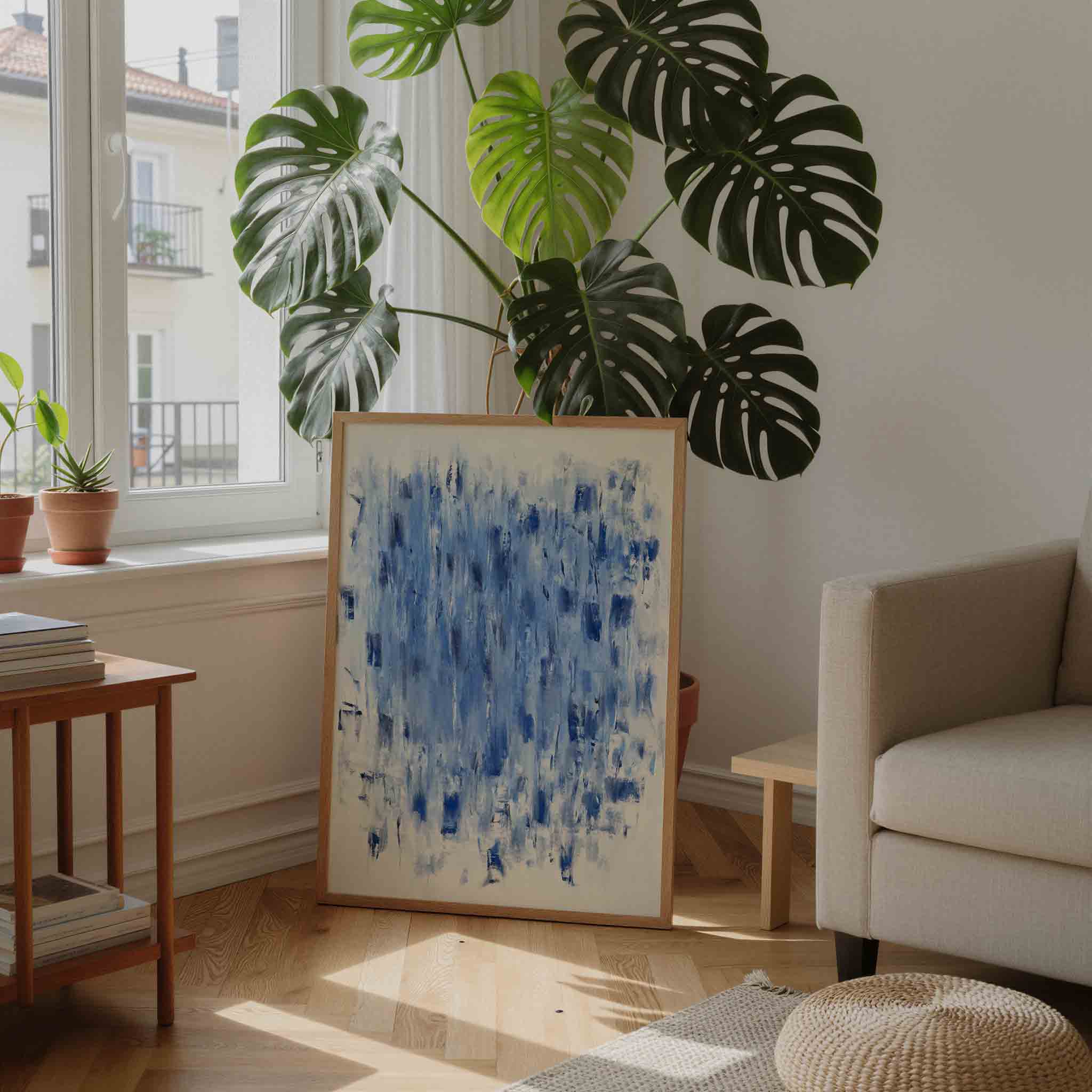 Abstracte blauwe textuur Poster