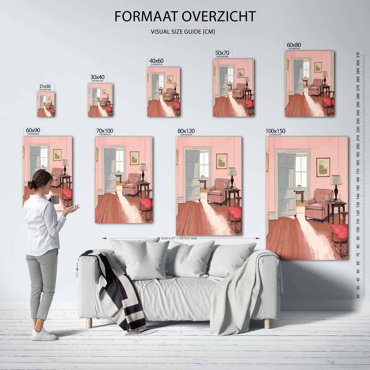 Interieur met roze muren Poster