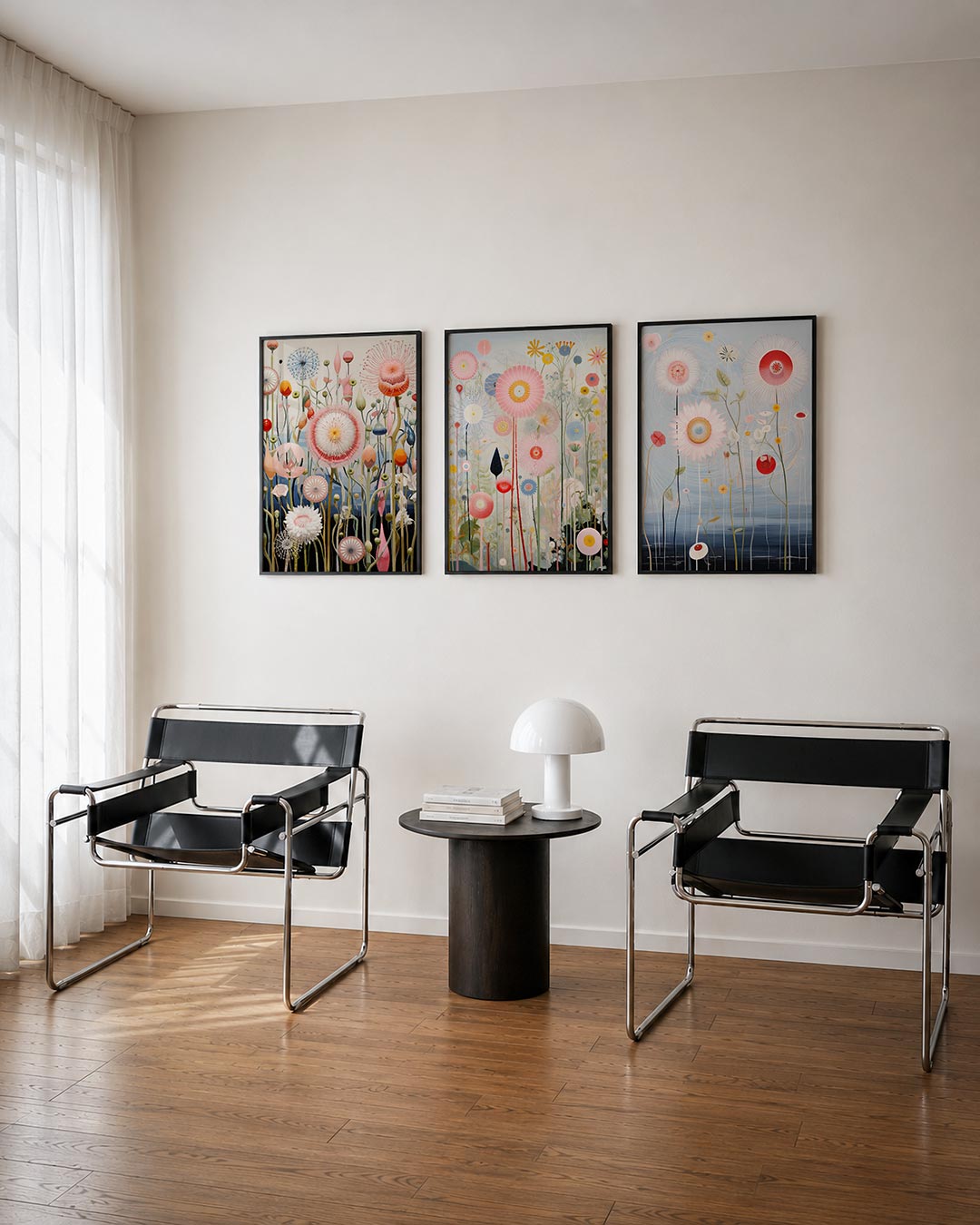 Bloemen en lijnen Posterset