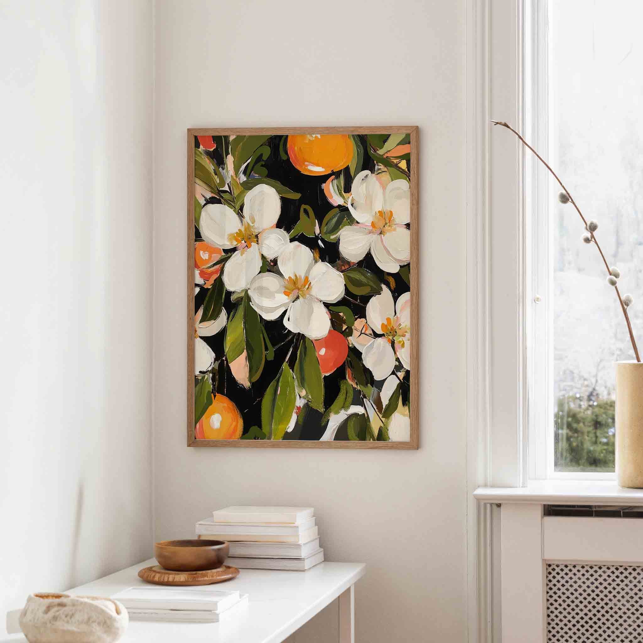 Bloemen en sinaasappels Poster