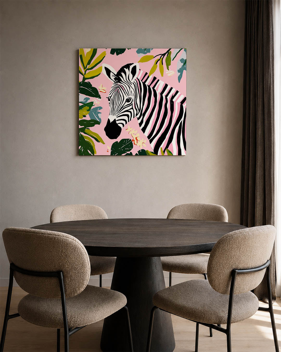 Zebra en bladeren Kunstwerk