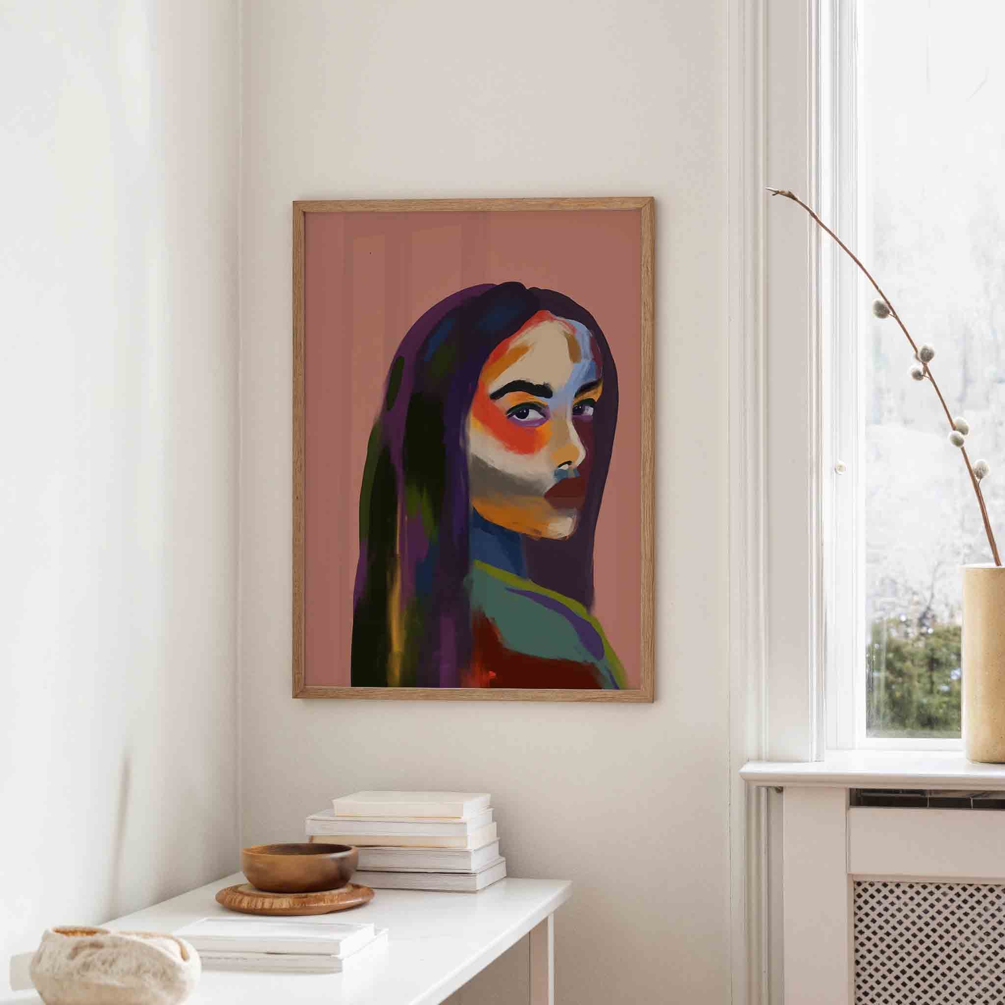 Portret met kleurrijke accenten Poster