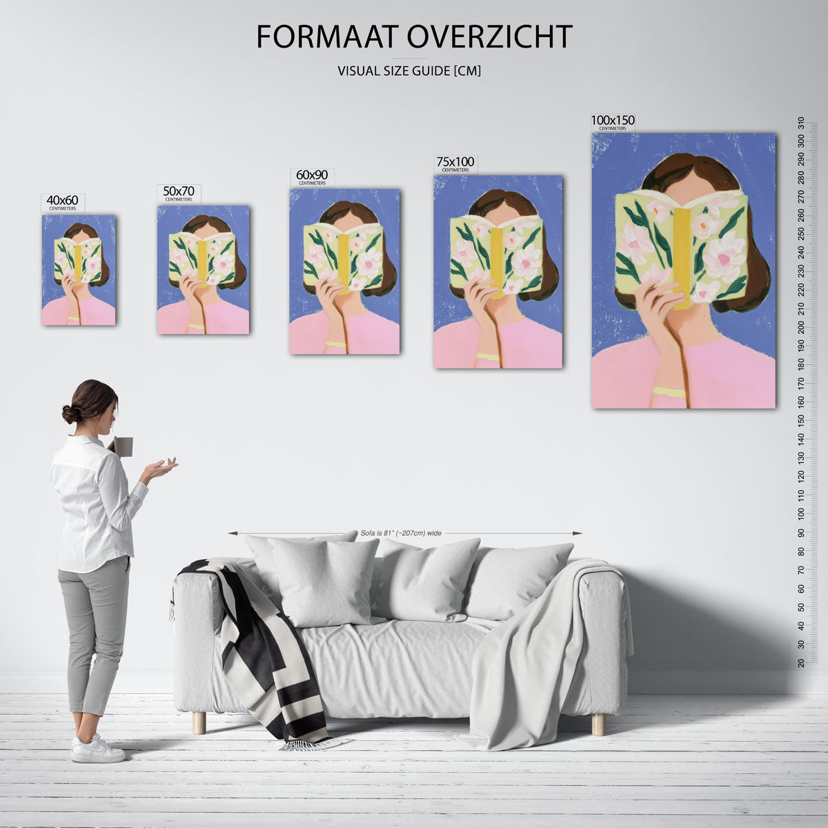 Vrouw met boek Kunstwerk