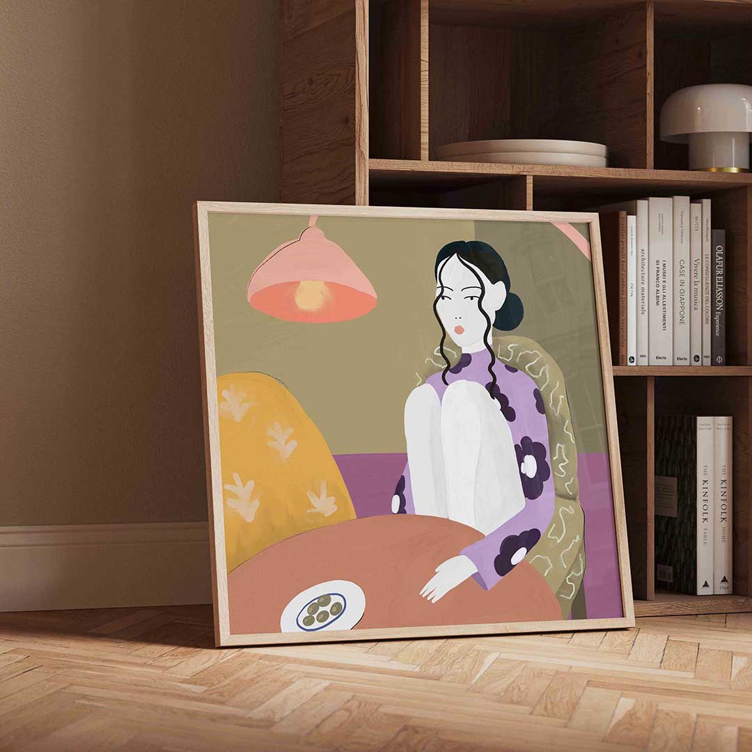 Vrouw met lamp Poster