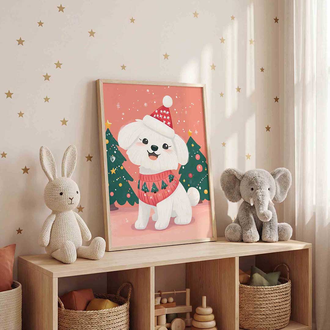 Hond met kersttrui Poster