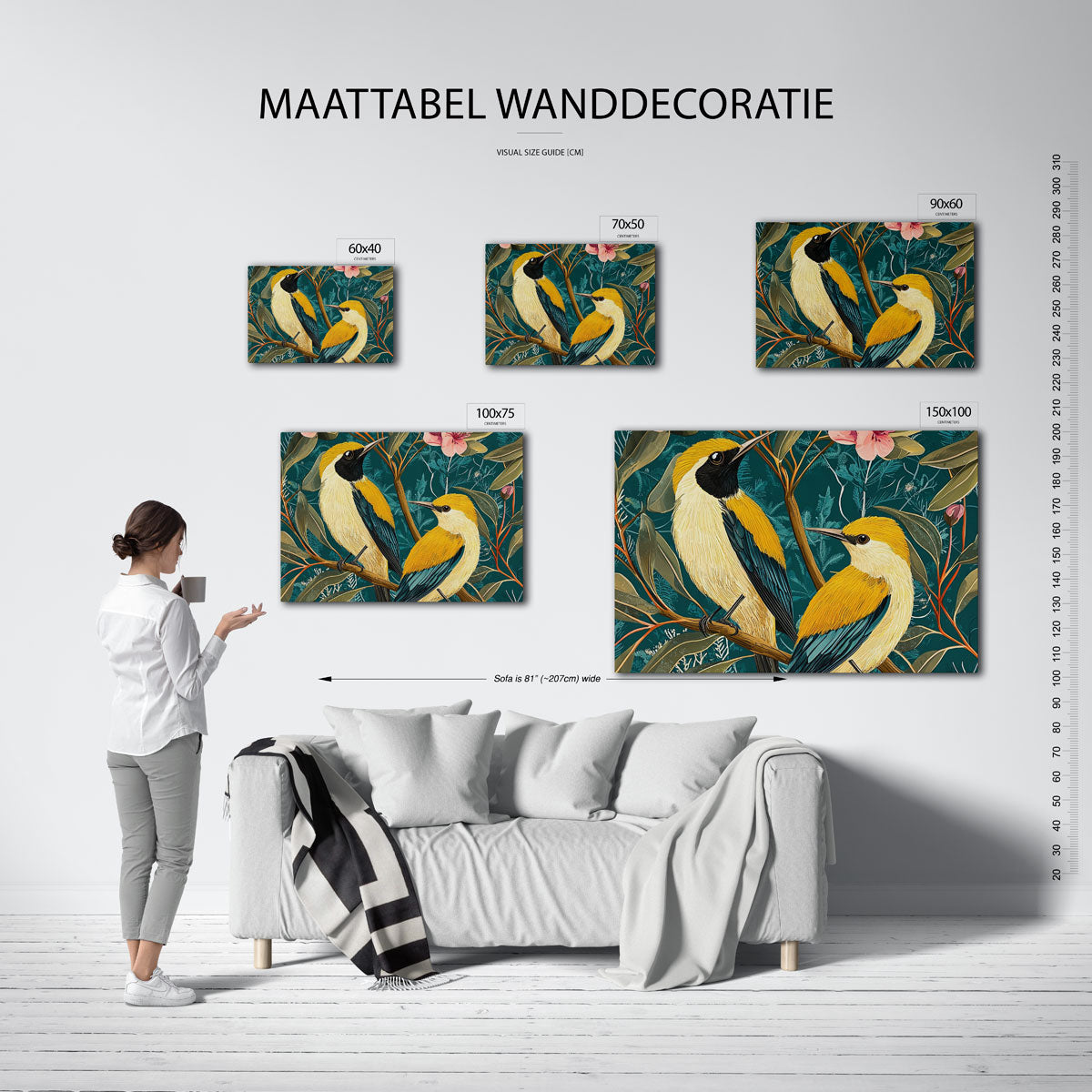 Vogels en bloemen Kunstwerk