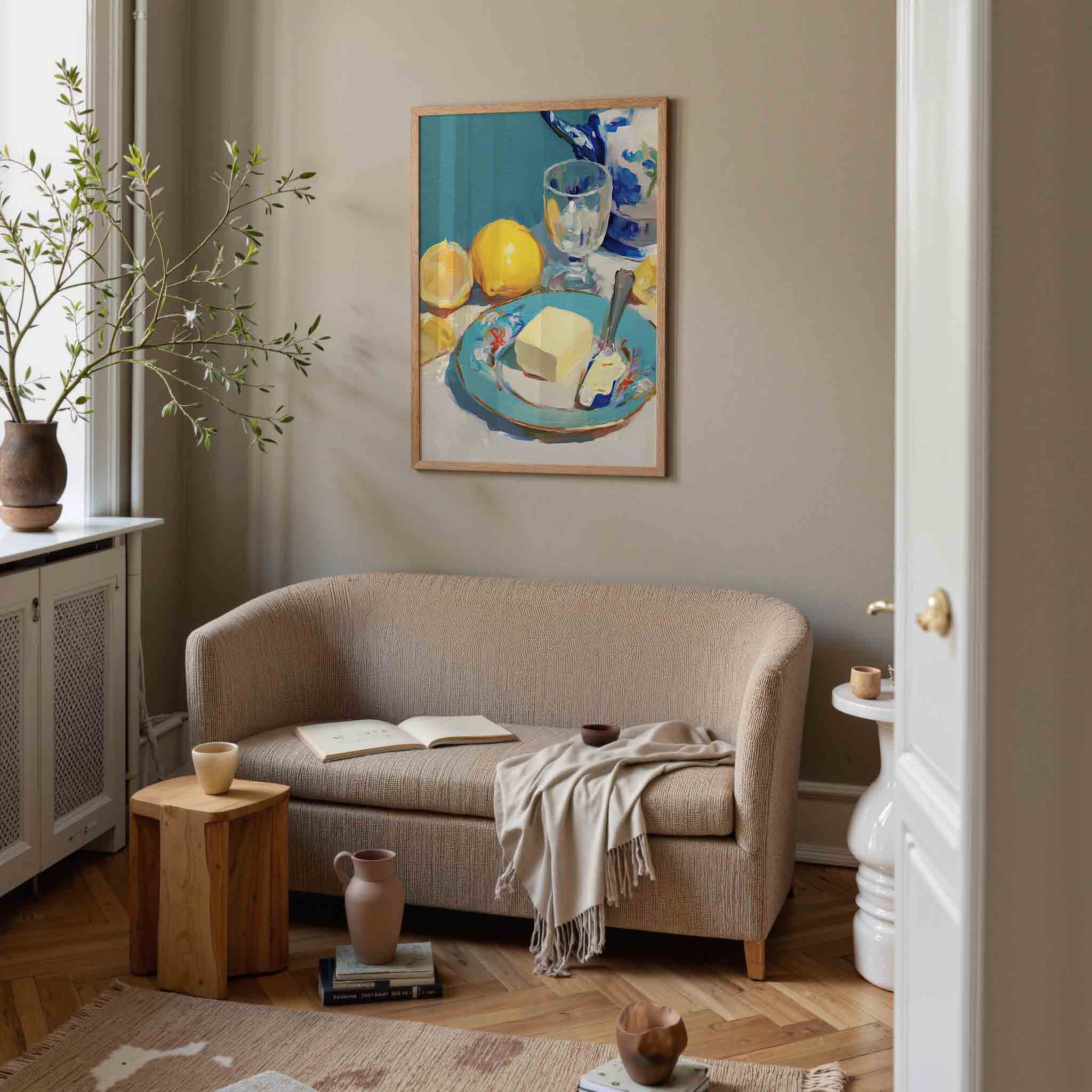 Citroen en boter op bord Poster