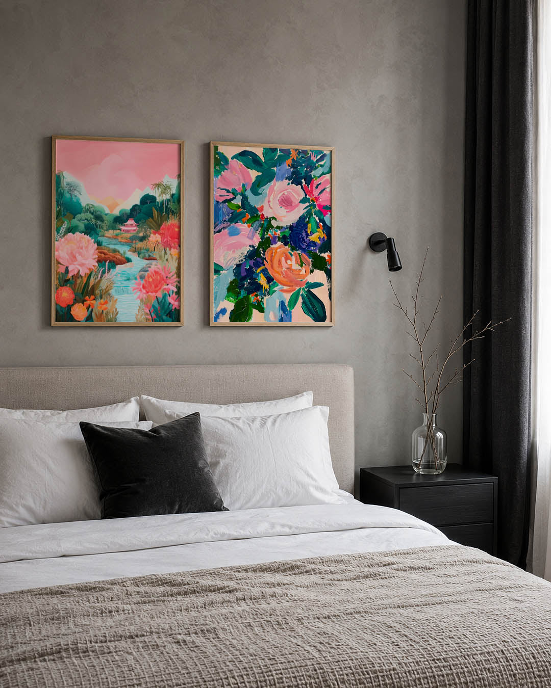 Kleurrijke tuinlandschap Posterset