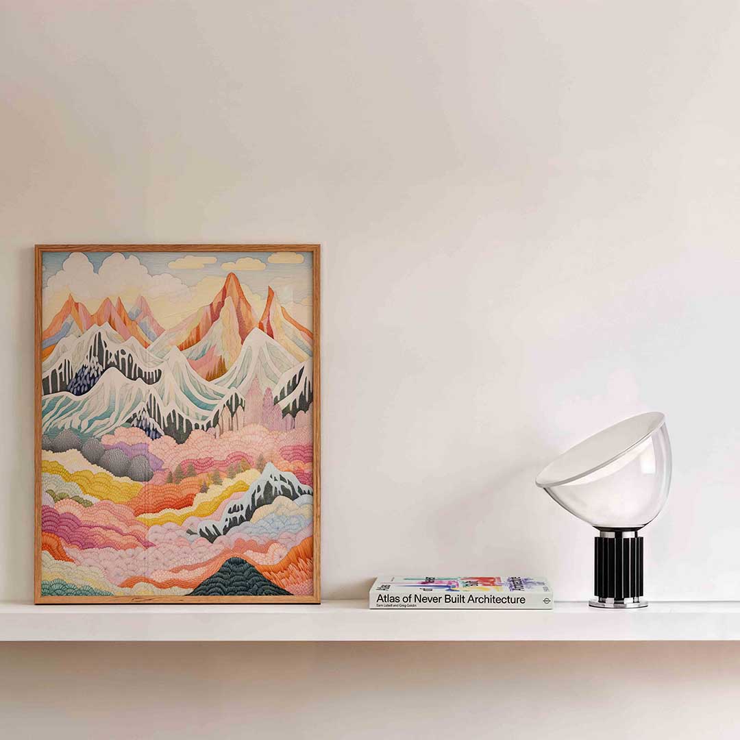 Berglandschap met kleurrijke patronen Poster