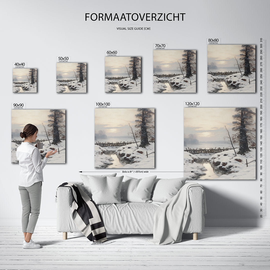 Winterlandschap met sneeuw Kunstwerk