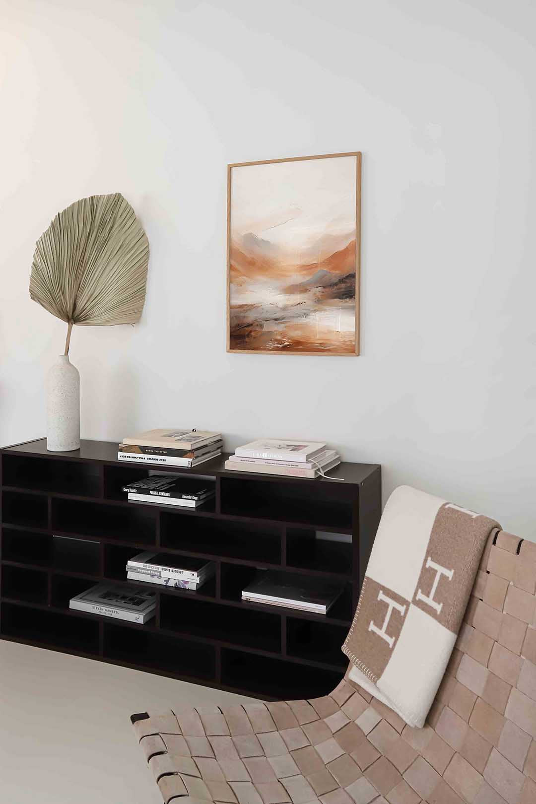Landschap in beige en bruin Poster
