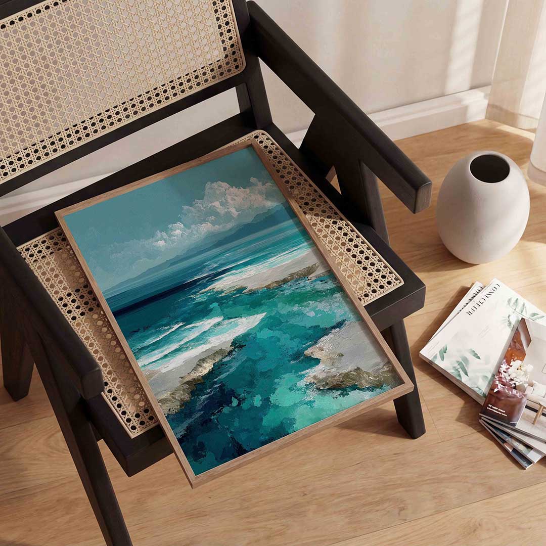 Blauwe oceaanlandschap Poster