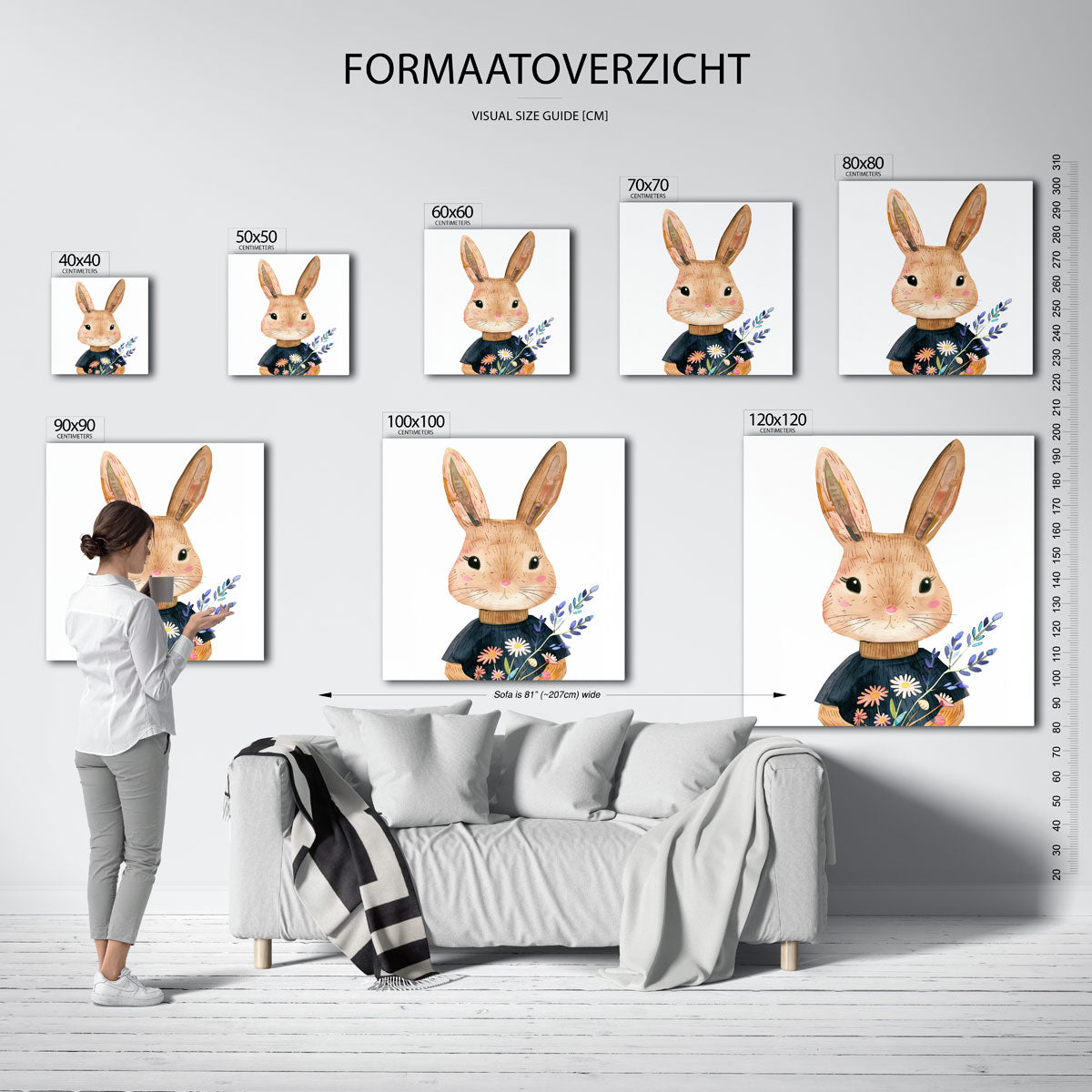Konijn met bloemen Poster