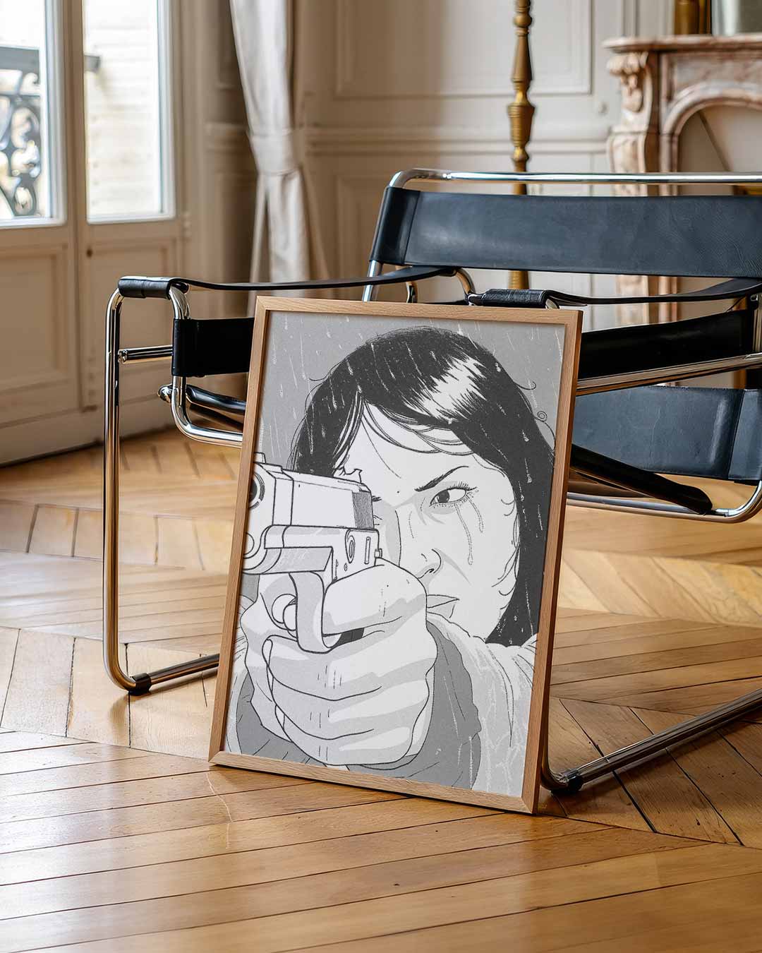 Stoere Vrouw in Actie Poster-WallArtistic