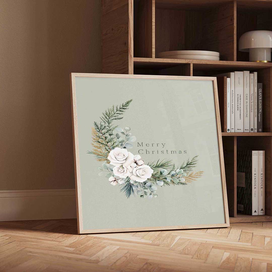Kerstgroen en rozen Poster