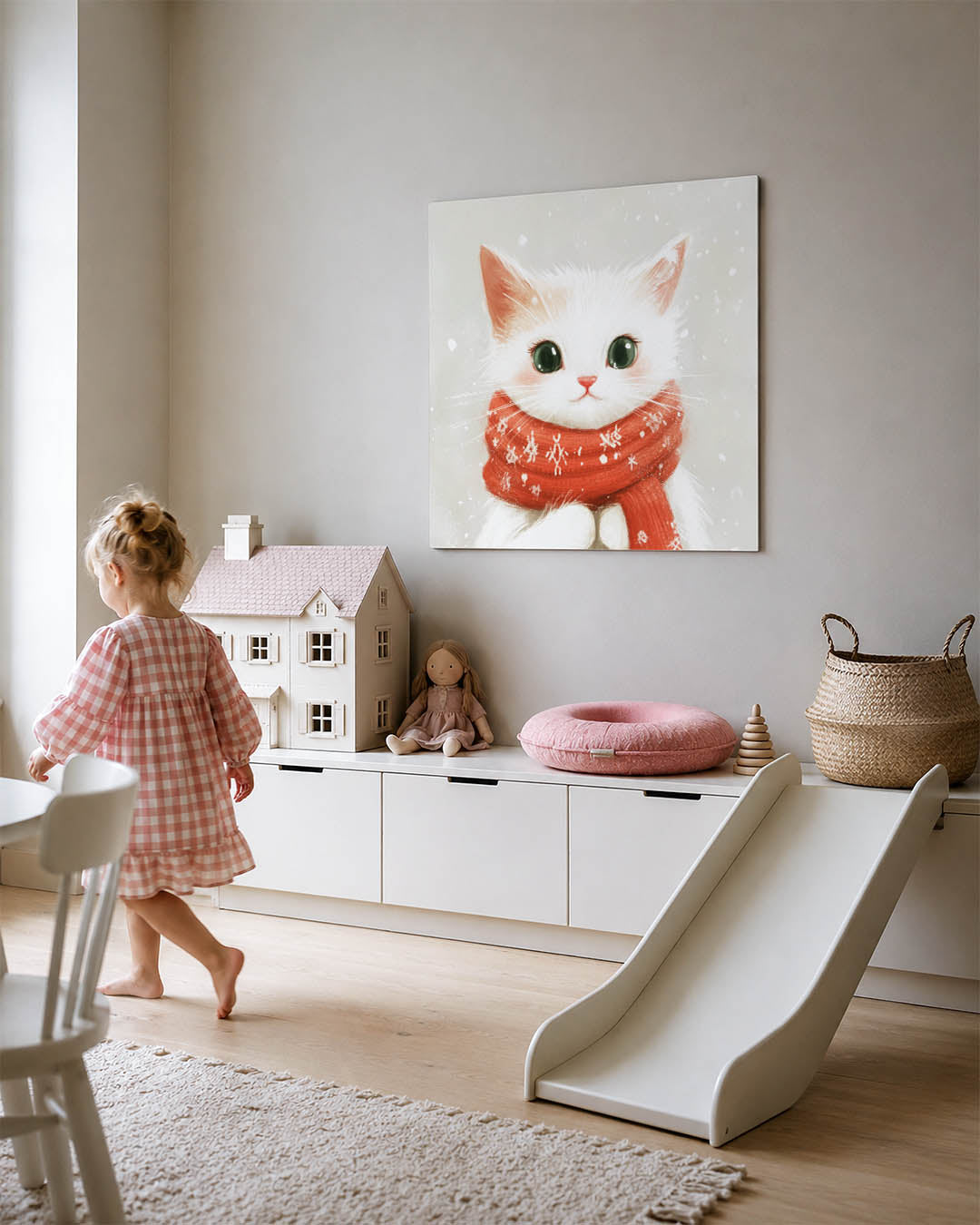 Schattige kat met sjaal Kunstwerk