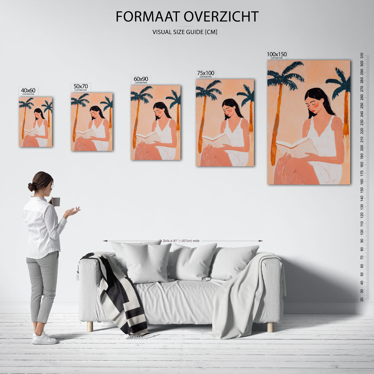Vrouw met boek Kunstwerk
