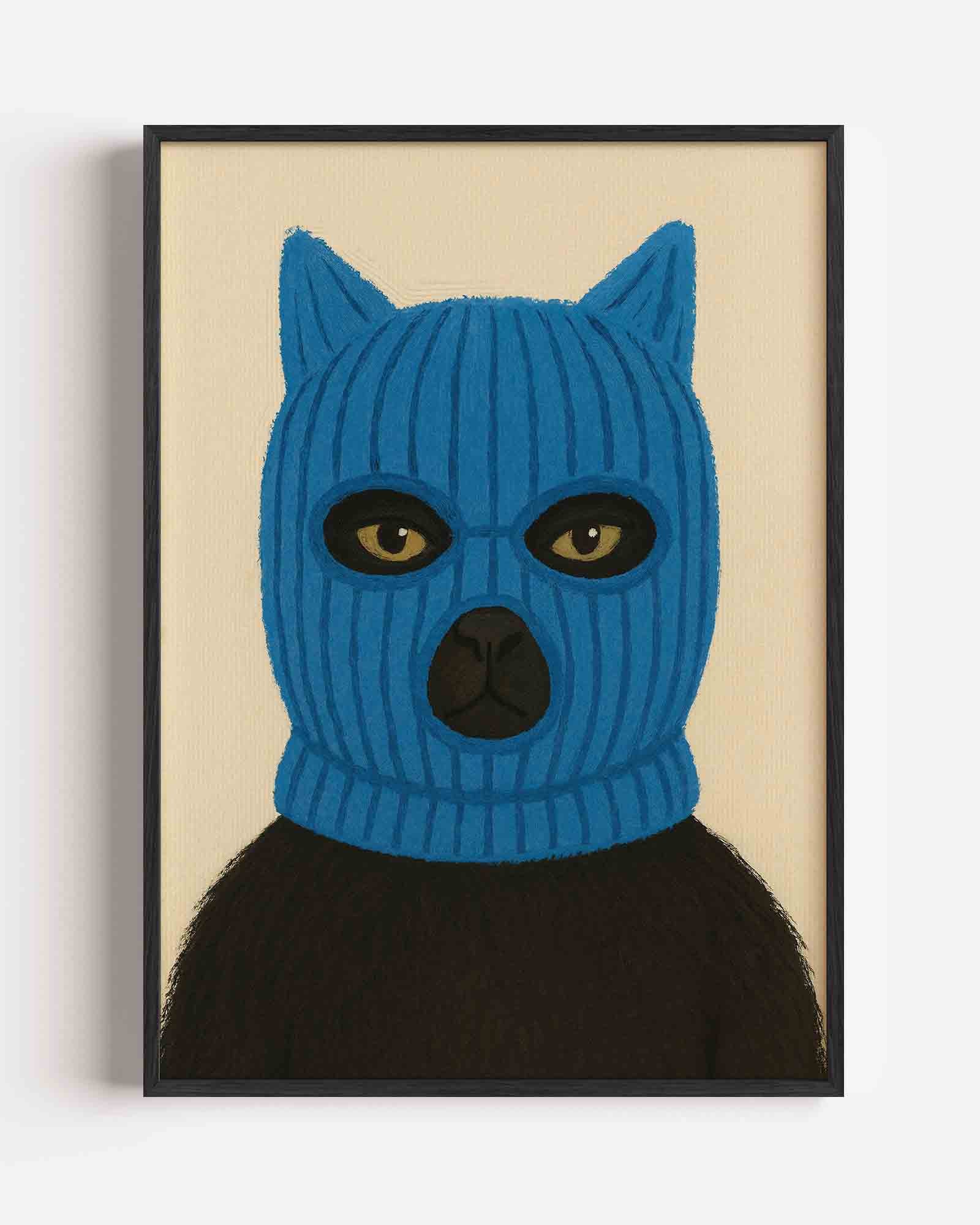 Kat met blauwe muts Poster