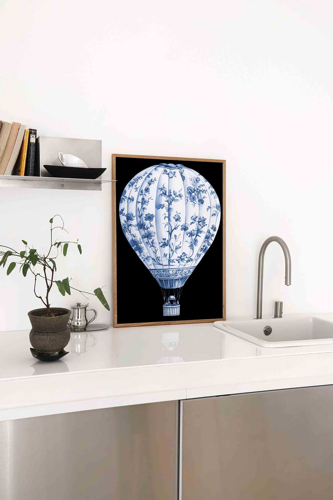 Luchtballon met bloemen Poster