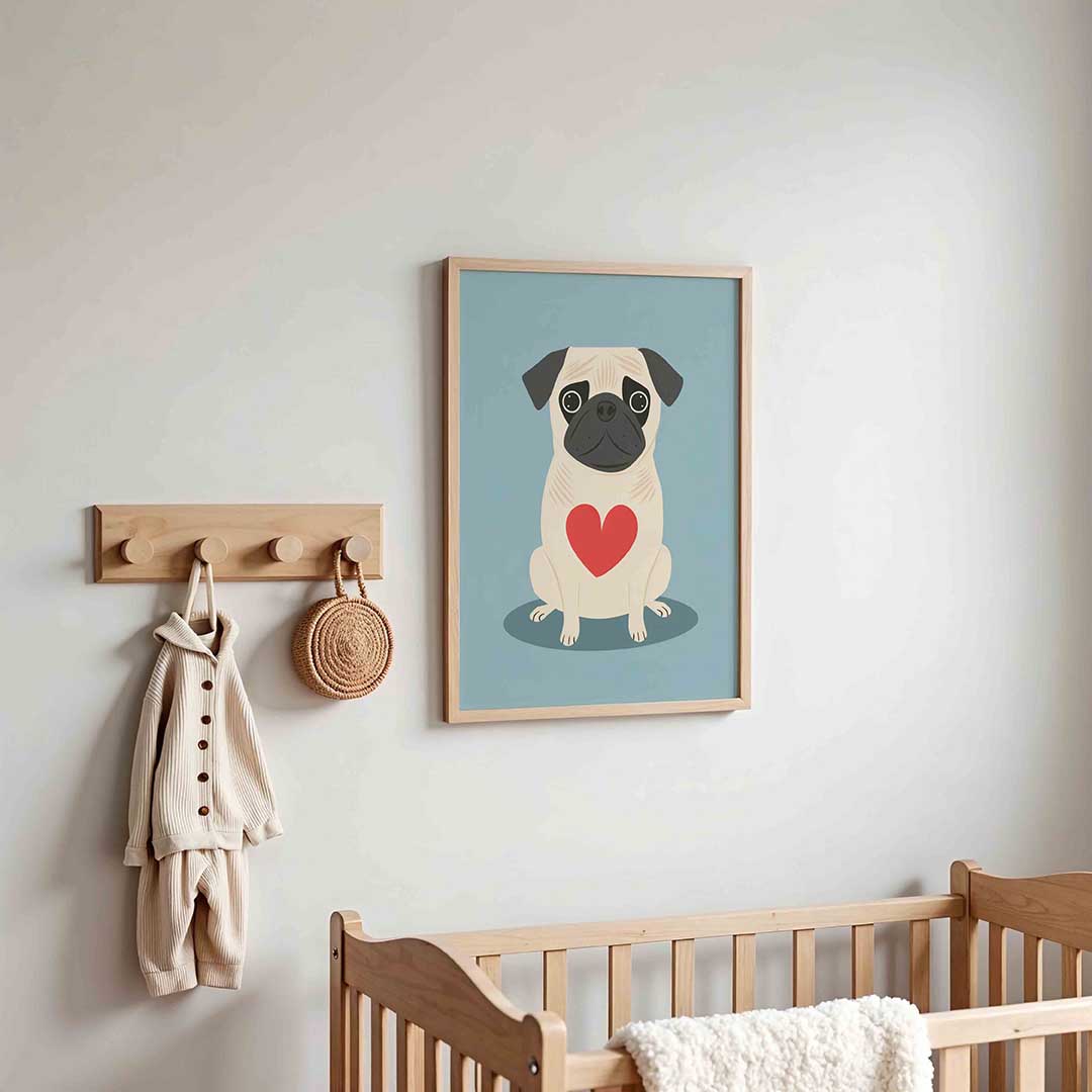 Mopshond met hart Poster