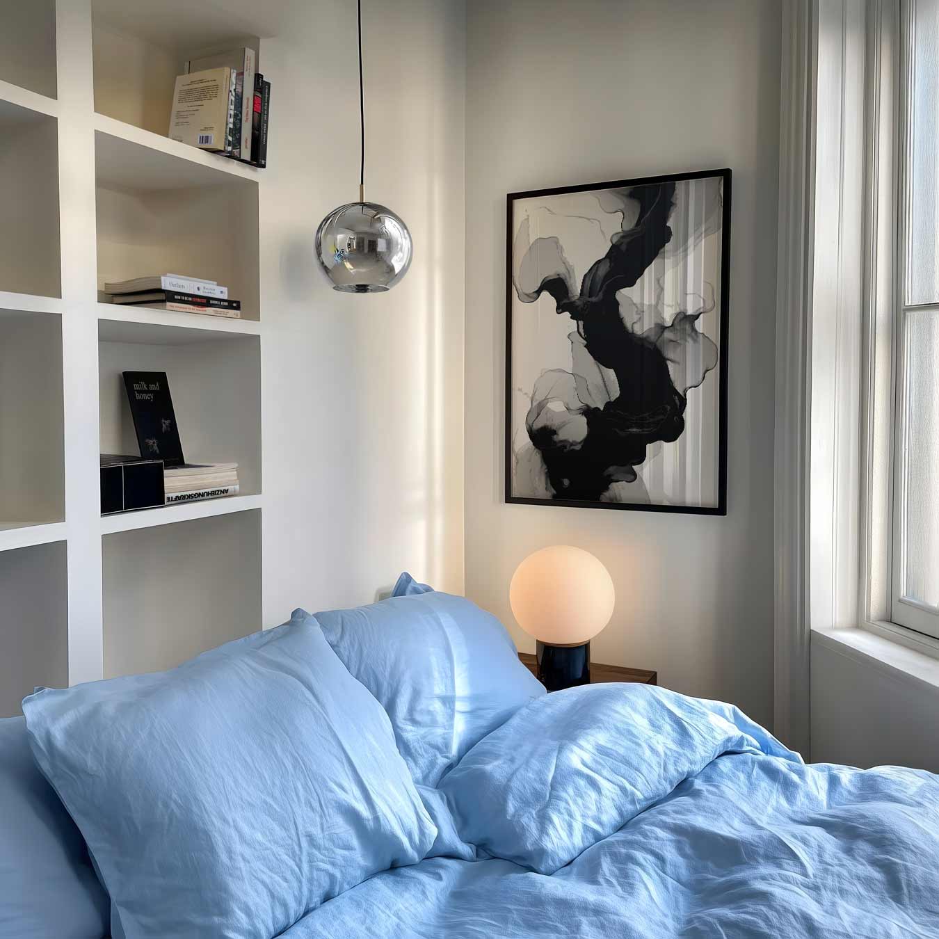 Abstracte Zwart-Wit Vloeiendheid Poster-WallArtistic