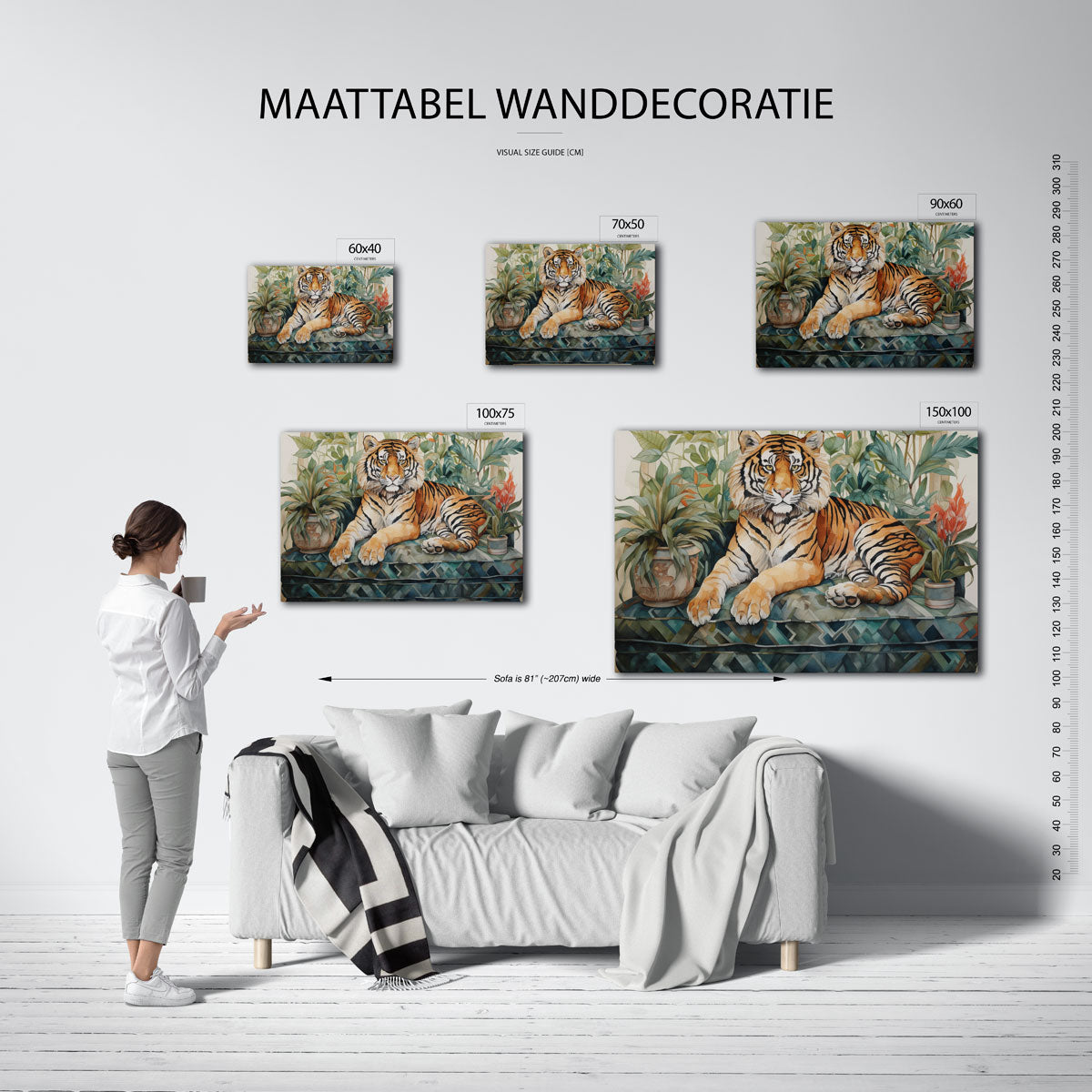 Tijger en bladeren Kunstwerk