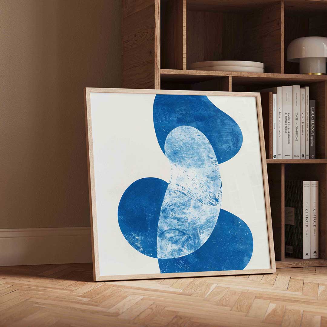 Abstracte blauwe vormen Poster