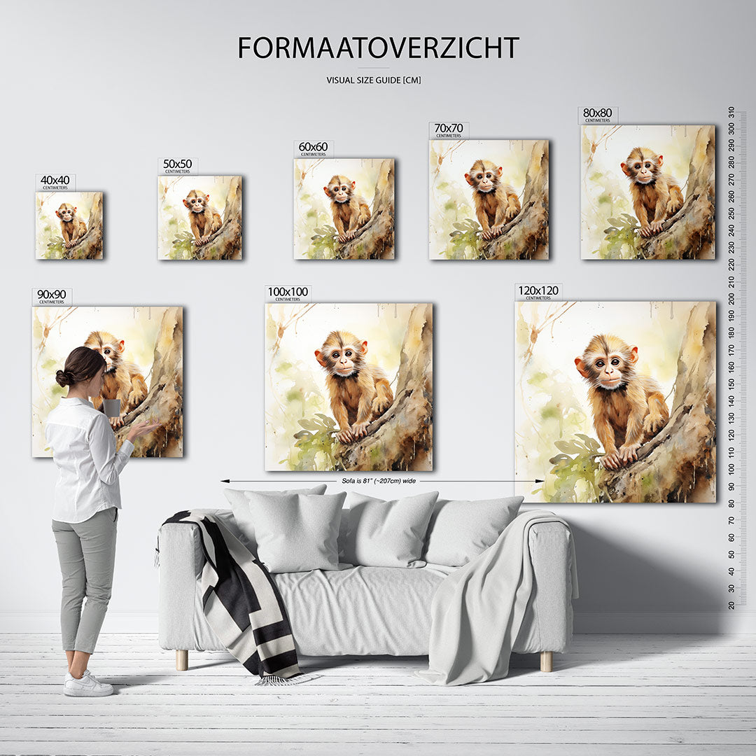 Jonge aap op boom Kunstwerk