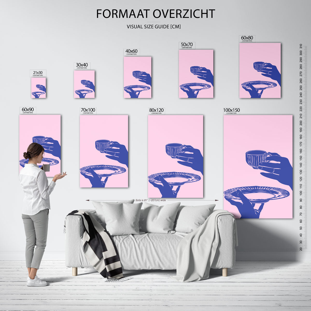Handen met kop en schotel Poster