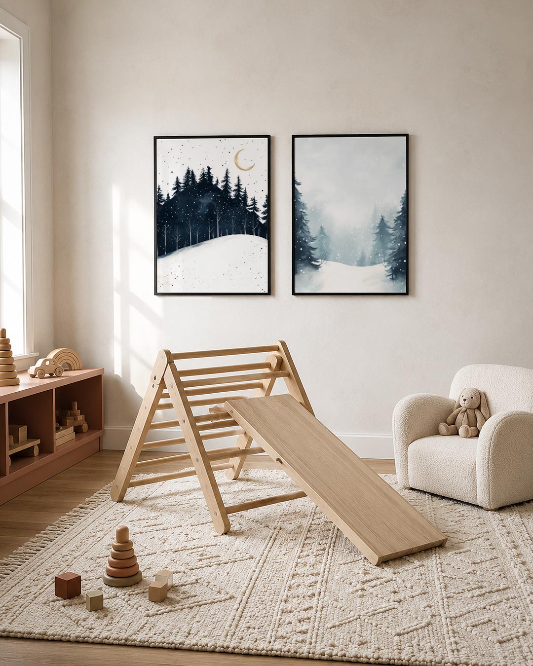 Nachtelijke winterlandschap Posterset