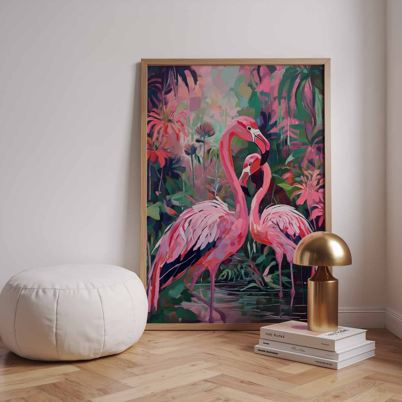 Flamingo Liefde in de Jungle Poster-WallArtistic