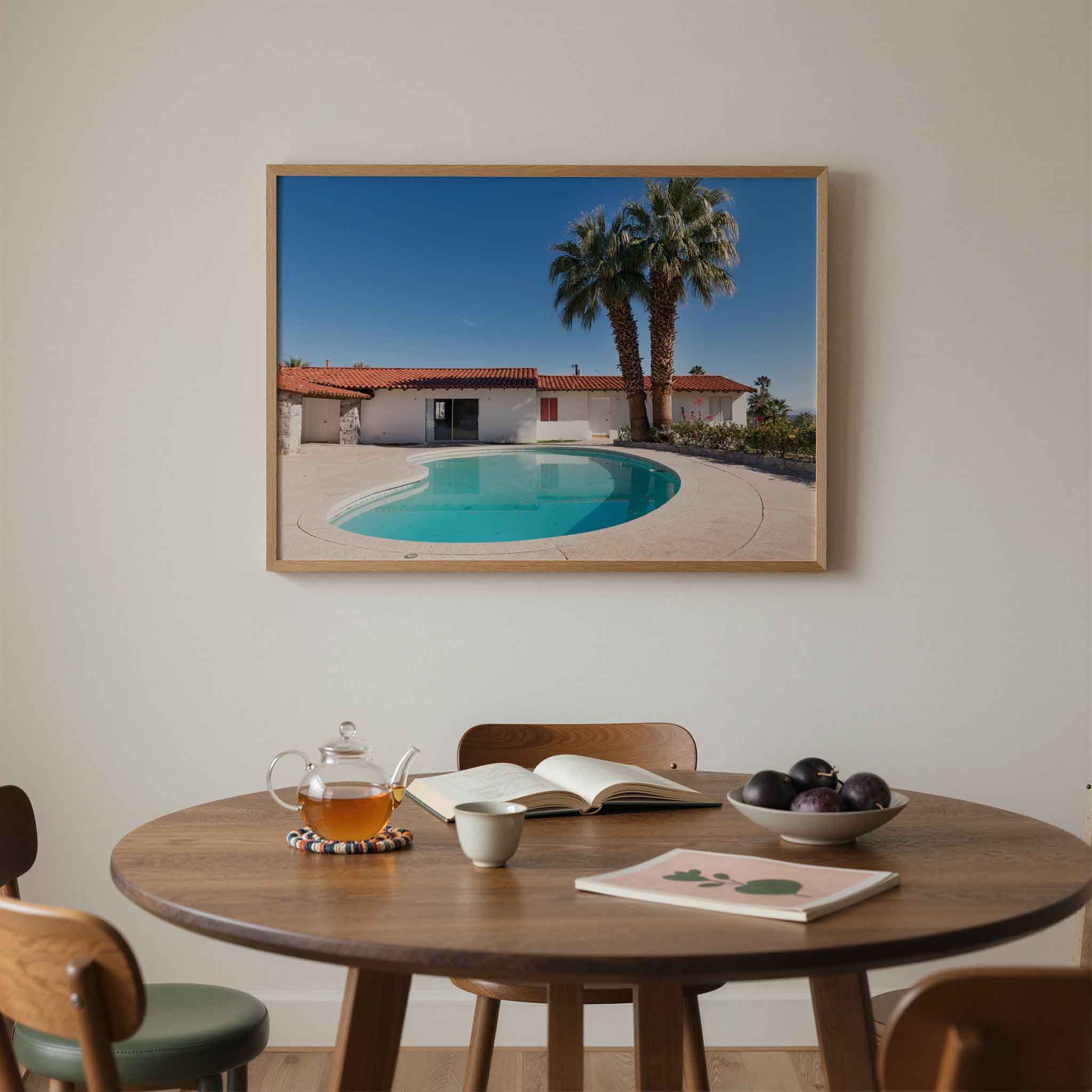 Zwembad en palmbomen Poster