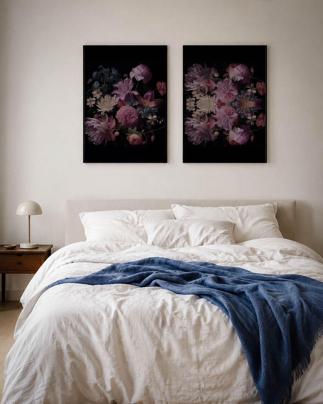 Bloemenpracht op zwart Posterset