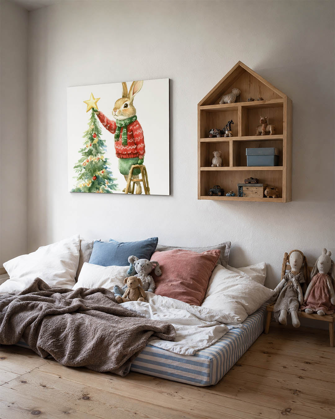 Kerstkonijn met boom Kunstwerk