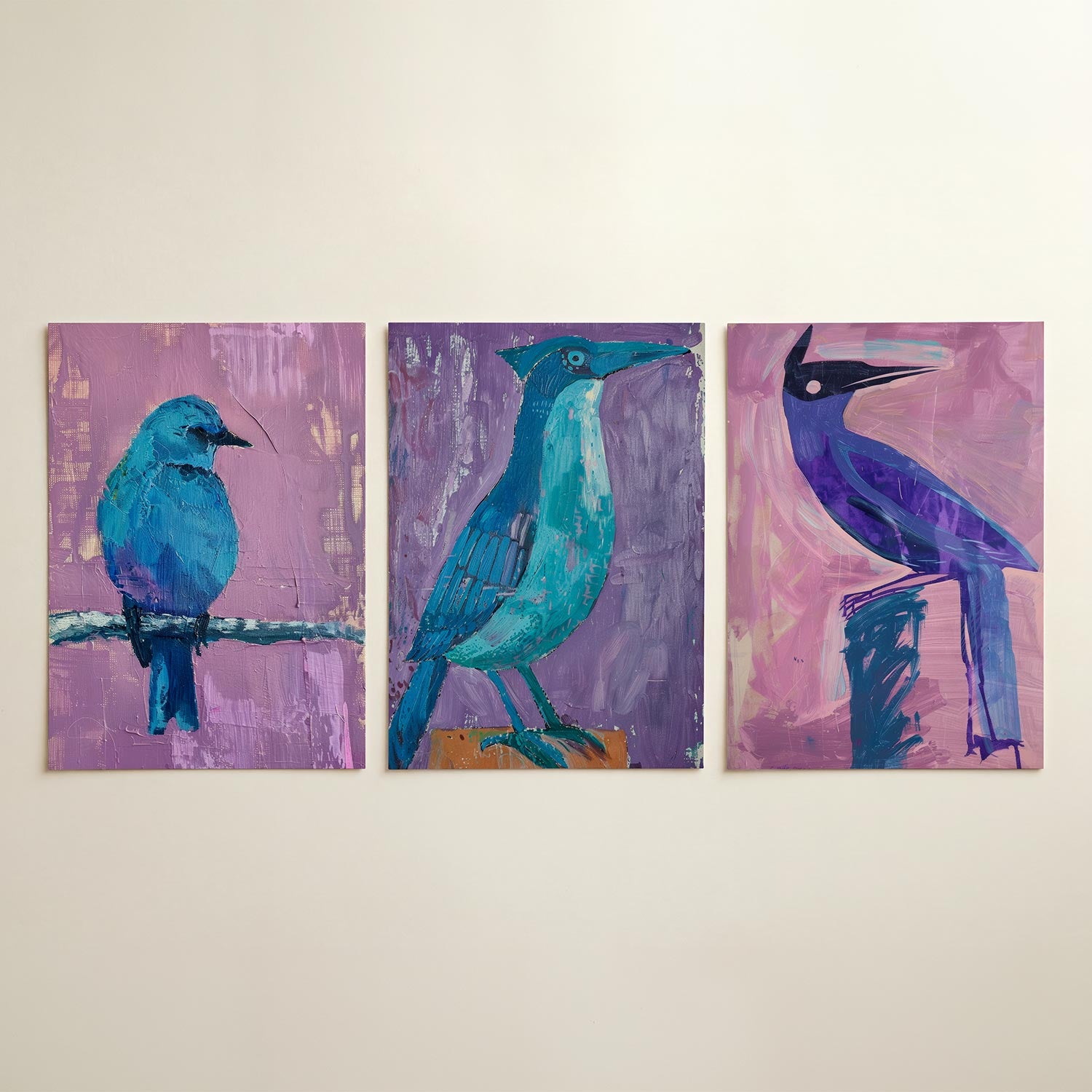 Vogel en kleurvlakken Posterset