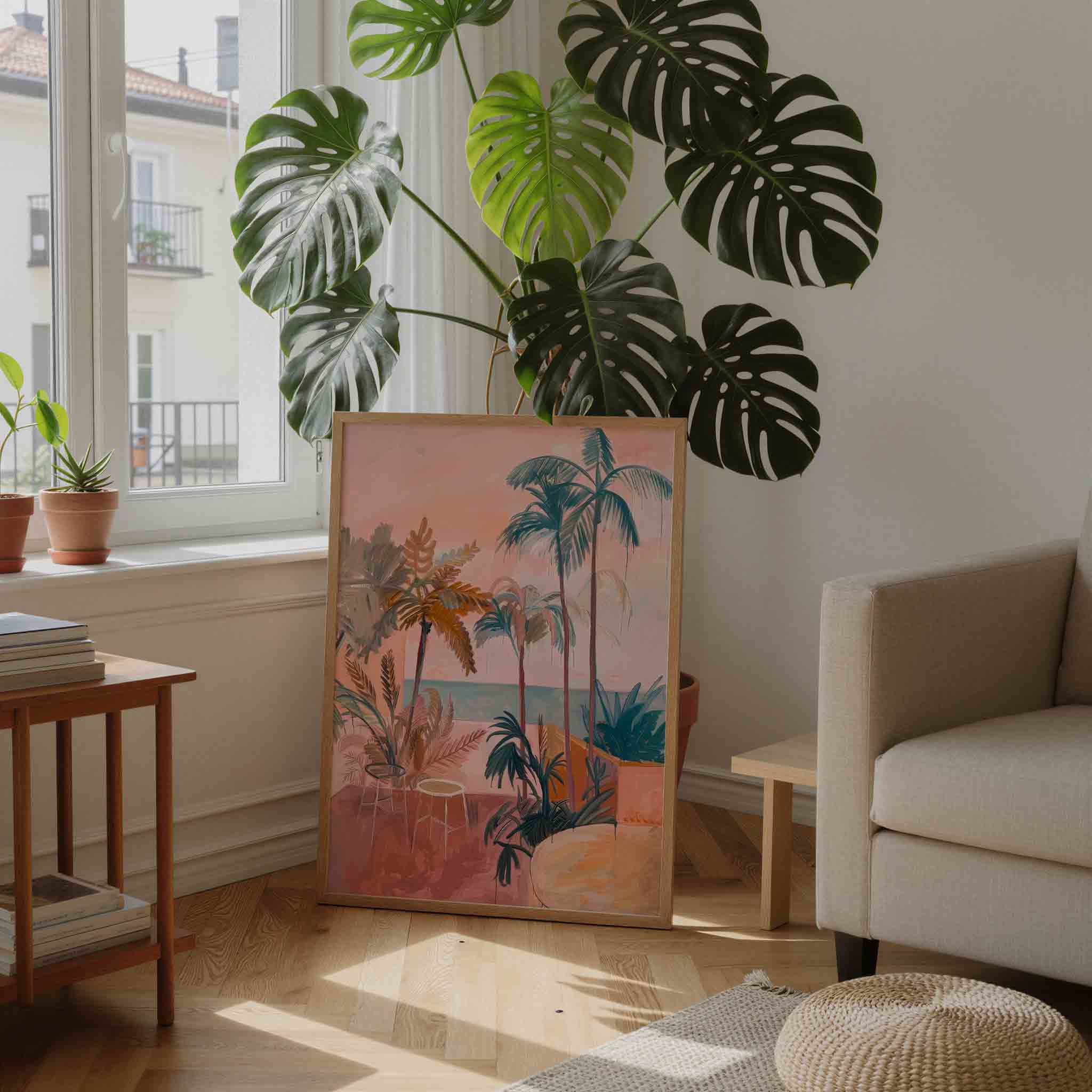 Palmbomen en zee Poster