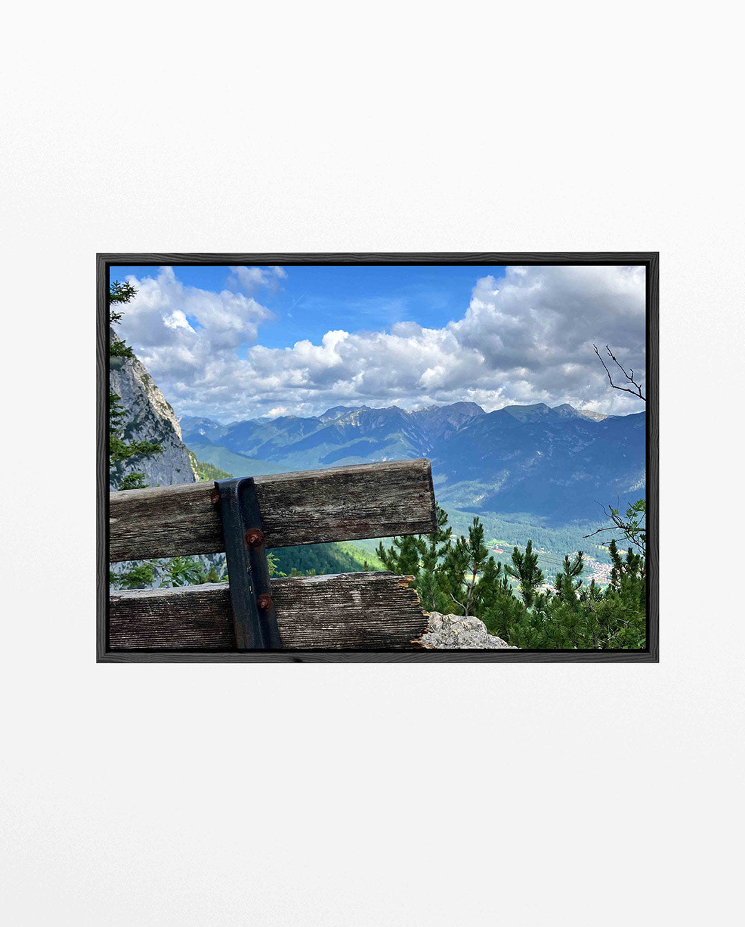 Berglandschap met bank Kunstwerk