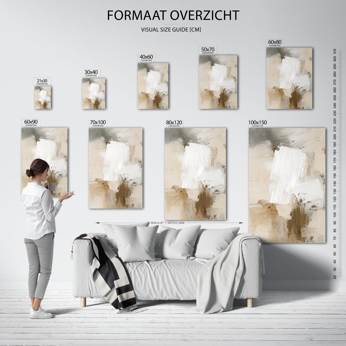 Abstracte beige en witte Poster
