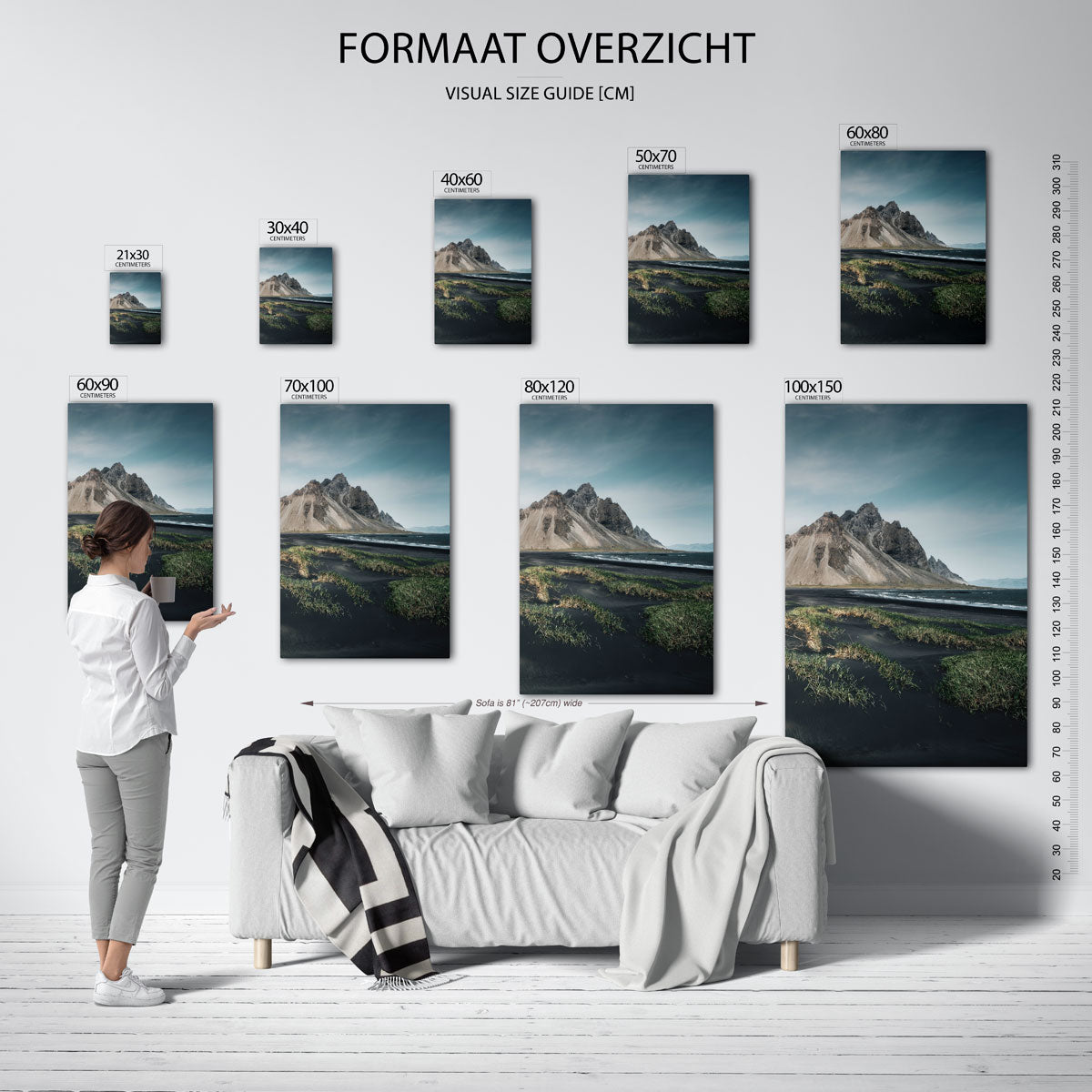 Berglandschap met zwarte zand Poster