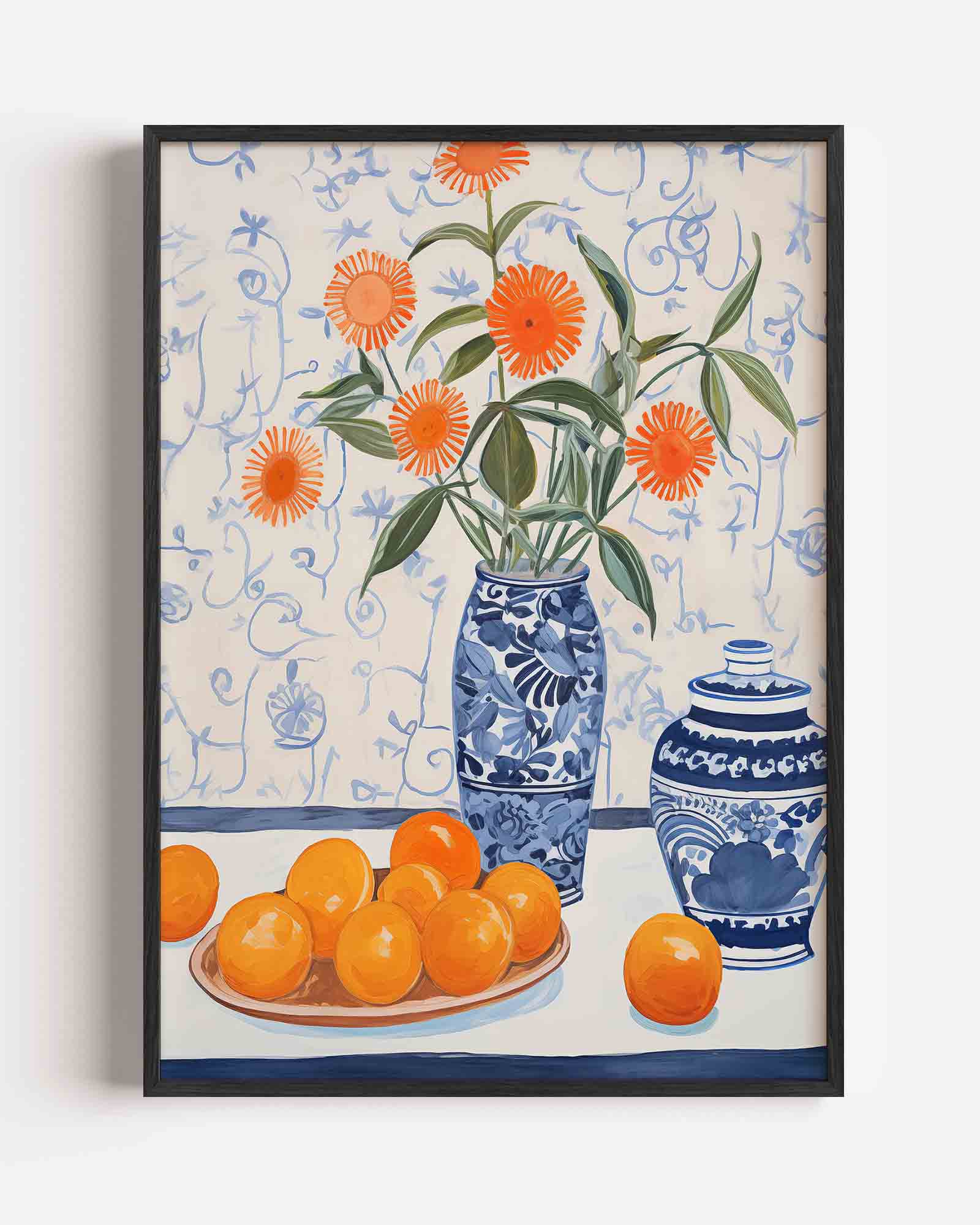 Bloemen en sinaasappels Poster