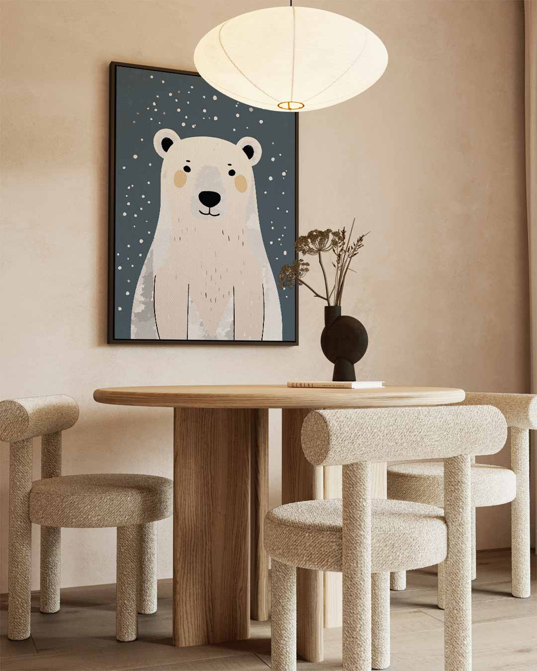Schattige IJsbeer Illustratie Kunstwerk-canvas-dibond-plexiglas-wanddecoratie-WallArtistic