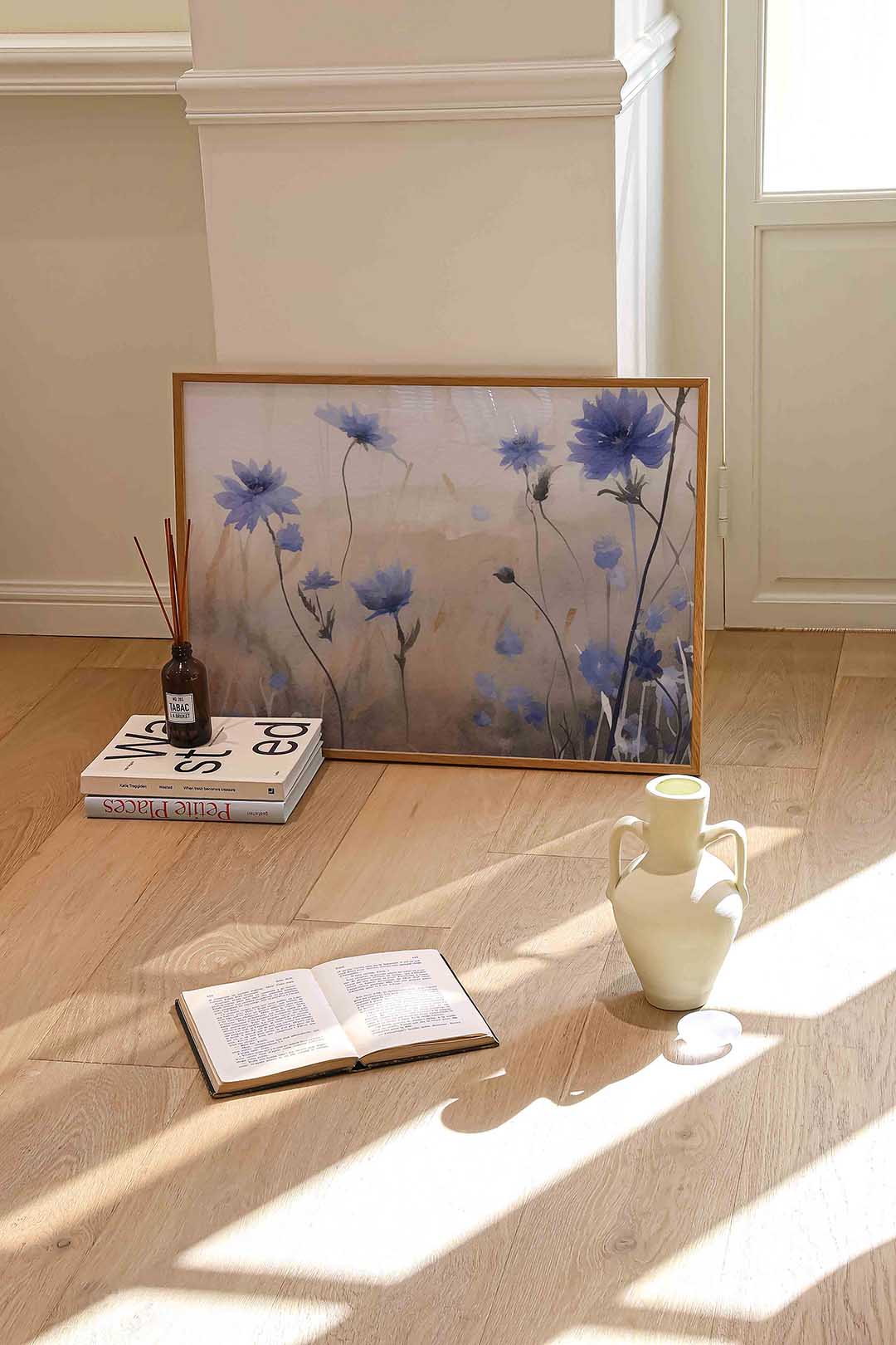 Blauwe bloemen Poster